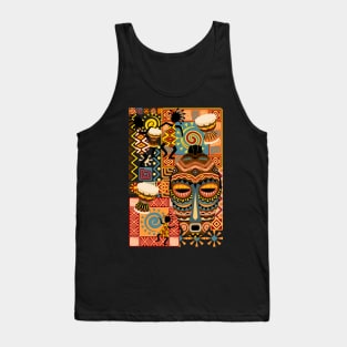 African Masks and Tribal Elements Decorative Pattern Tank Top